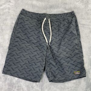 LL Bean Shorts Mens Size Medium M Blue Patterned Unlined Cotton Preowned 504178
